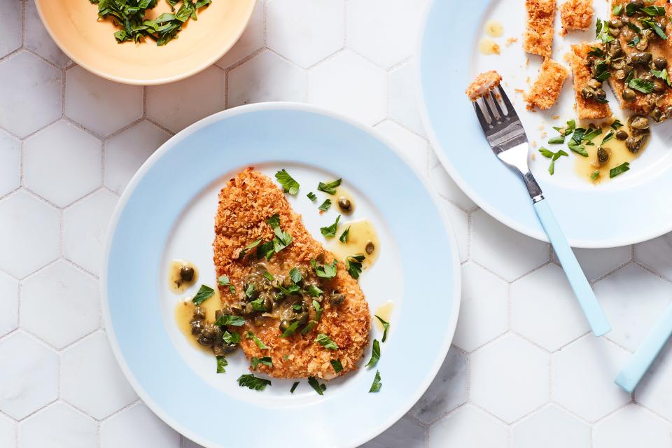Dredging and frying on a weeknight? Not happening. Instead, prep a big batch of these super-easy chicken cutlets to stick in the freezer, and then bake them off as needed.