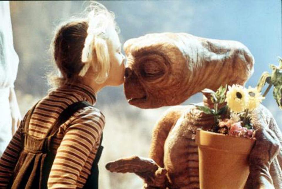 Drew Barrymore kisses E.T. in a scene from the Steven Spielberg movie "E.T. The Extra-Terrestrial."