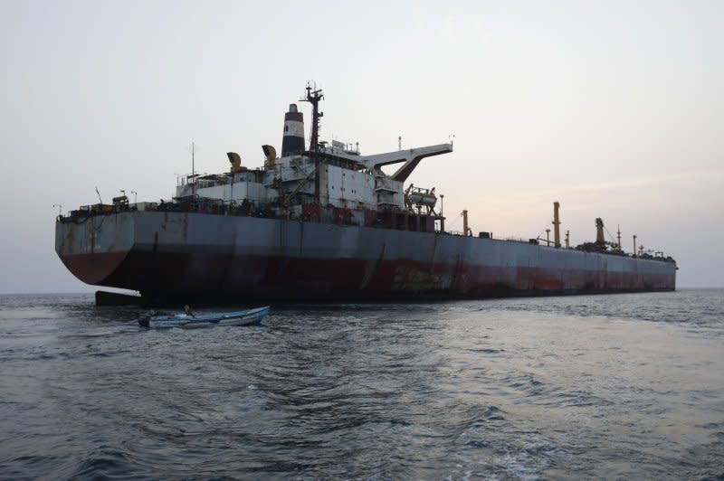 The United Nations on Tuesday said an operation was underway to transfer one million barrels of oil off the supertanker FSO Safer to other vessels. Photo by Yahya Arhab/EPA-EFE