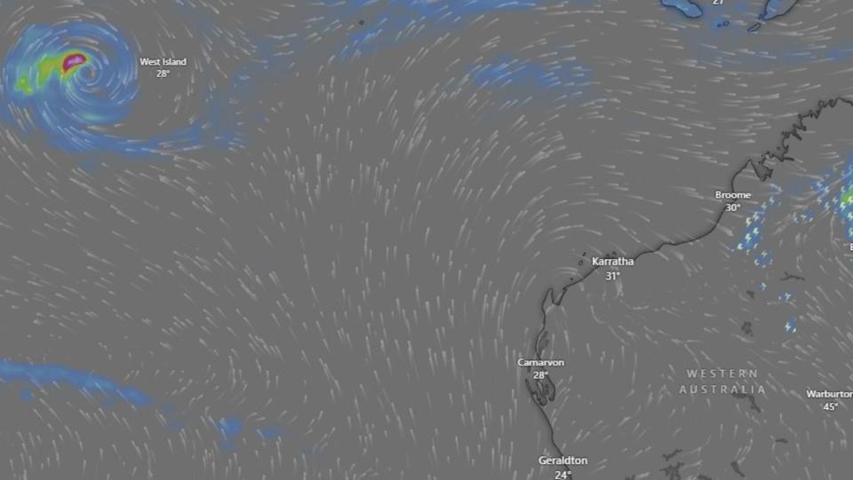 Two cyclone warnings are in place for islands northwest of Western Australia and just off the Queensland coast, along with a monsoon warning in the Top End. Picture: Supplied / Windy