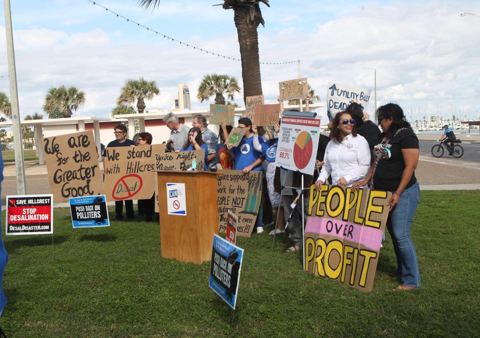 A coalition of environmental group gathered Wednesday along the Corpus Christi Bay to condemn the city of Corpus Christi's plans for a desalination plant on the Inner Harbor.