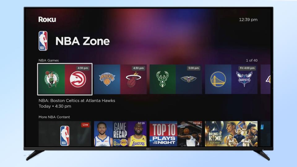 Roku NBA Zone channel on TV