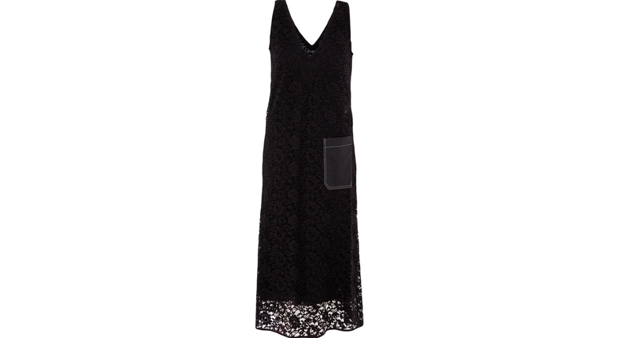 Black Lace Pocket Maxi Dress