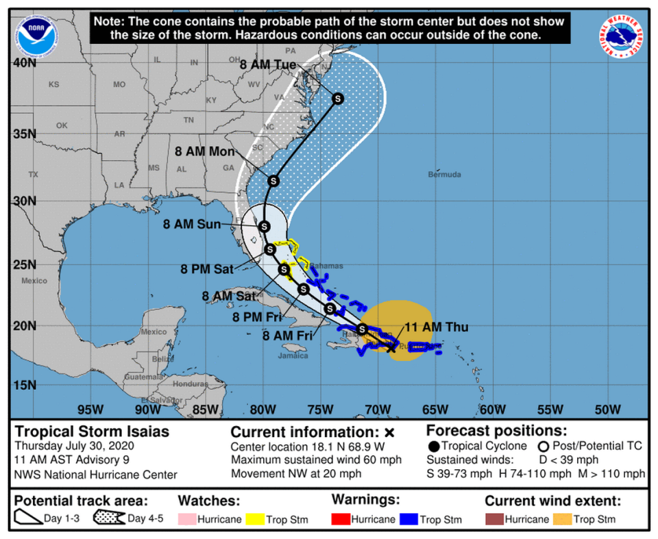 Tropical Storm Isaias is closing in on the Dominican Republic.