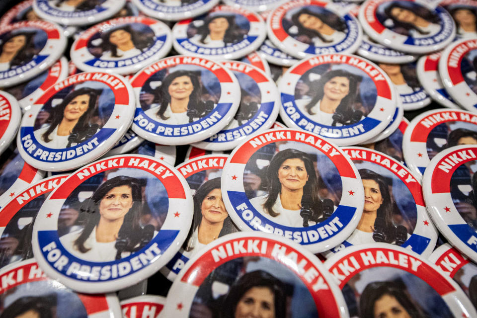 Buttons supporting Nikki Haley (Joseph Prezioso / AFP - Getty Images)