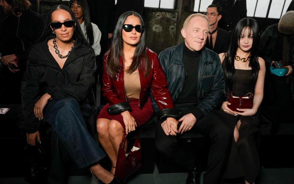 Solange, Salma Hayek, Francois-Henri Pinault and Hanni on the front row