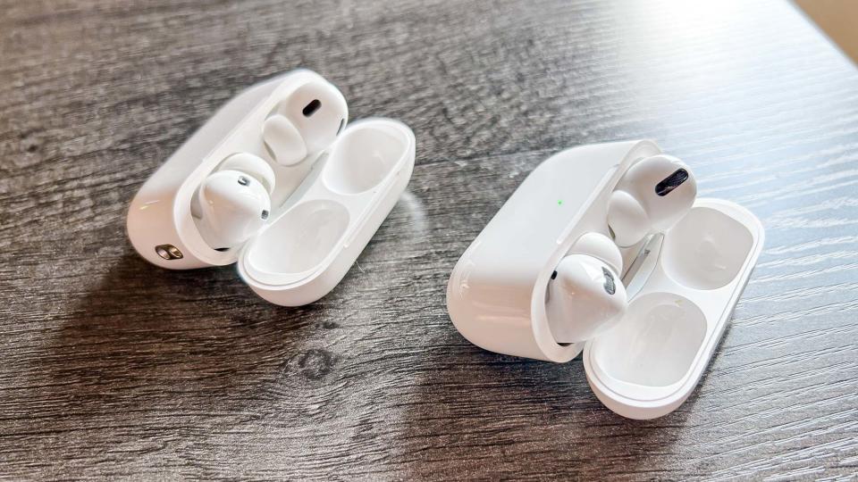 AirPods Pro 2 shown next to the previous AirPods Pro (right)