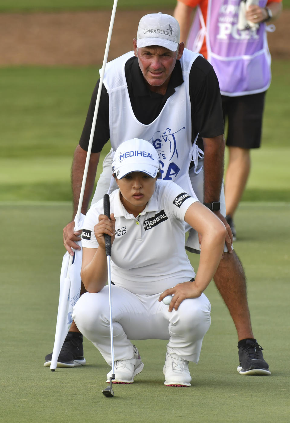 Sei Young Kim lines up on the 10th during Round 1 of 2021 KPMG Women's PGA Championship at Atlanta Athletic Club in Johns Creek, Ga., Thursday, June 24, 2021. (Hyosub Shin/Atlanta Journal-Constitution via AP)