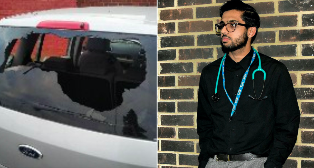 Dr Abdul Farooq discovered his car has been smashed up as he was about to go to work. (Justgiving)