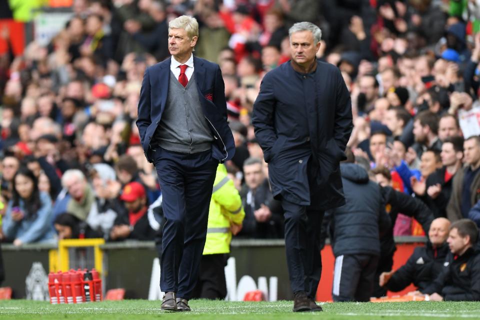 Arsene Wenger had a special pregame moment with Jose Mourinho and Sir Alex Ferguson, but the game between Manchester United and Arsenal was dull and disappointing. (Getty)