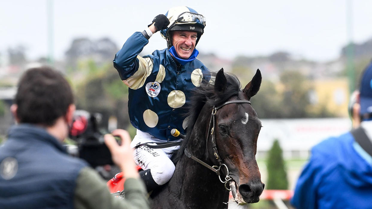 Pictured here, 2020 Cox Plate winner Glen Boss on Sir Dragonet.