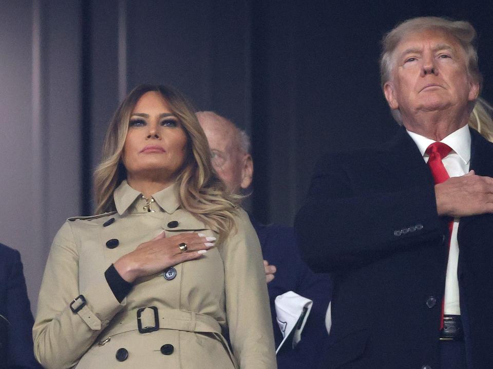 Donald Trump and Melania Trump at an Astros game