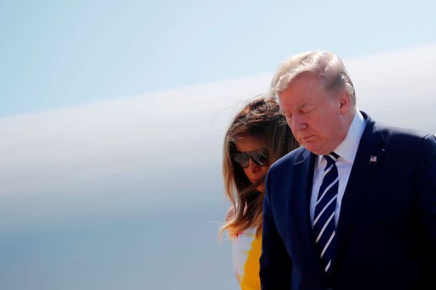 Donald et Melania Trump arrivent à Biarritz, samedi.