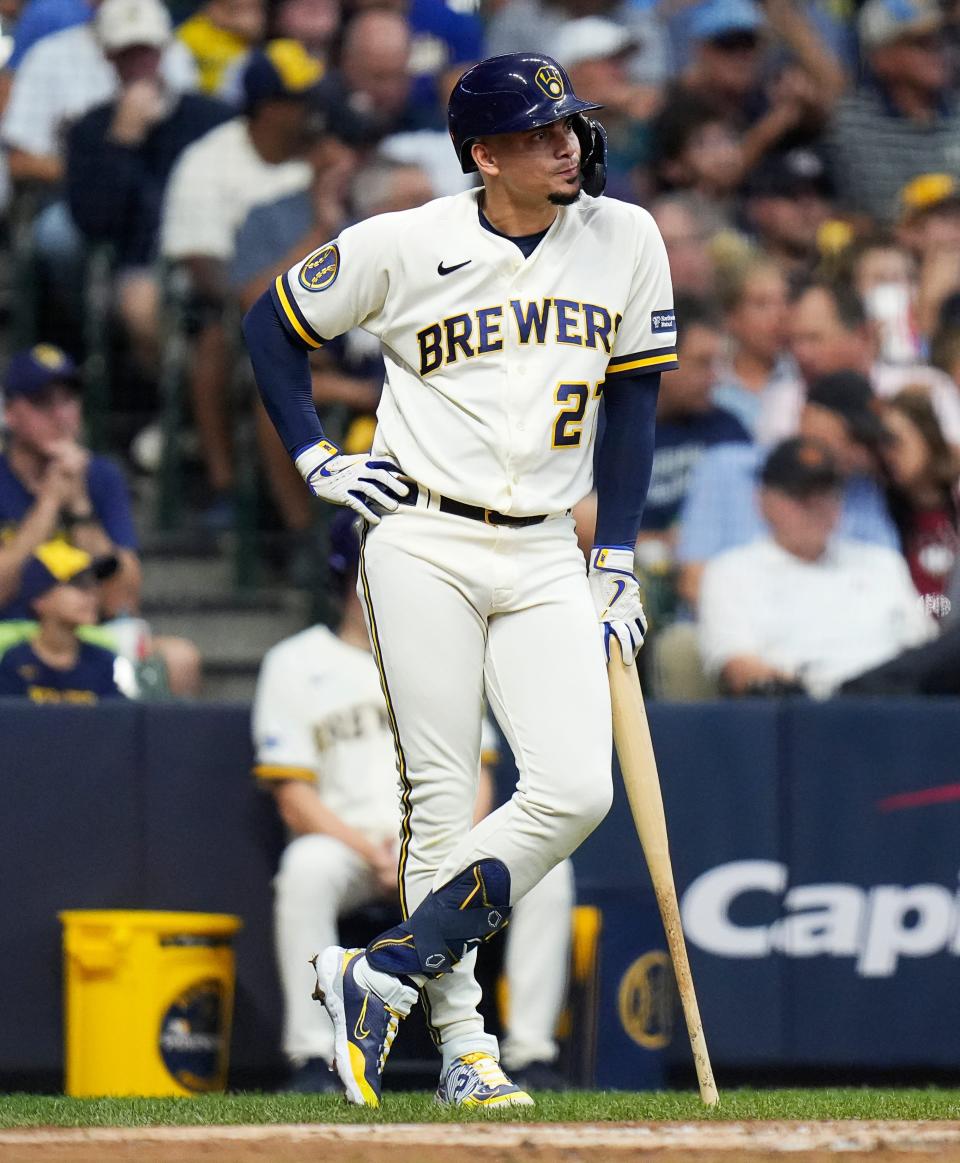 Willy Adames is happy he's back for another season as the Brewers' starting shortstop.