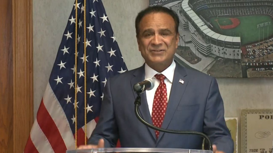 The former mayor of Anaheim, Harry Sidhu, plead guilty to multiple federal felony charges including obstruction of justice, wire fraud, and making false statements to the FBI and the FAA on August 16, 2023. (KTLA)