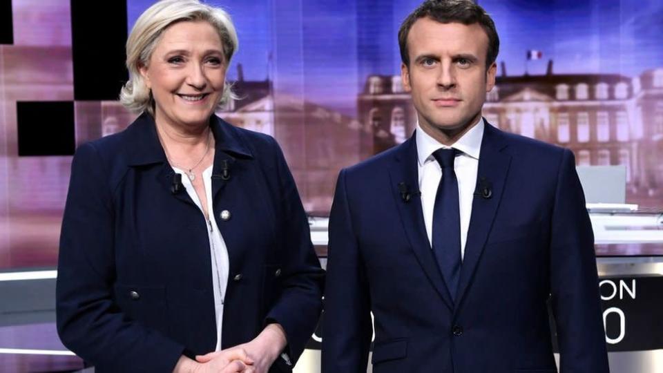 Marine Le Pen y Emmanuel Macron en 2017.