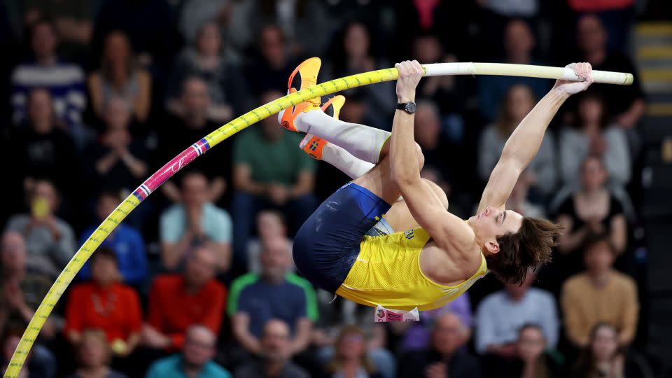 Duplantis competes at the 2024 Indoor World Championships in Glasgow, Scotland. - Michael Steele/Getty Images