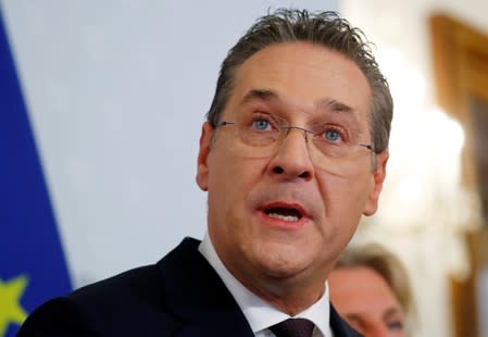 FILE PHOTO: Austrian Vice Chancellor Heinz-Christian Strache addresses the media in Vienna