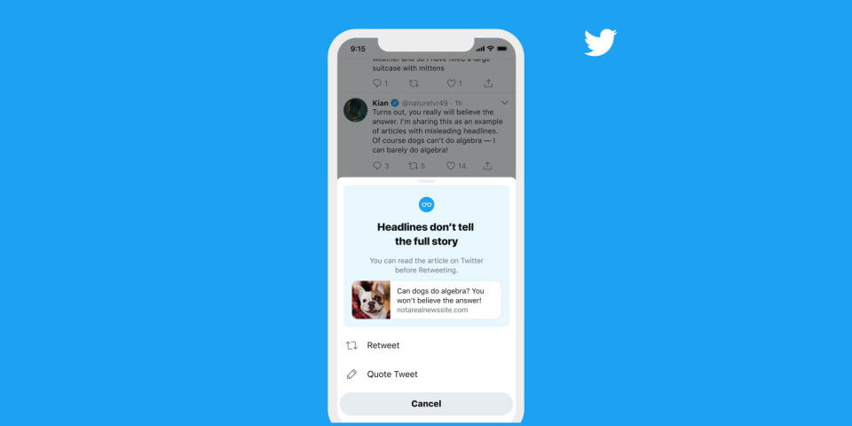 Twitter expands its 'read before sharing' test to iOS