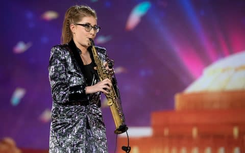 Saxophonist Jess Gillam performing a Proms in the Park yesterday, ahead of the Last Night - Credit: Redferns