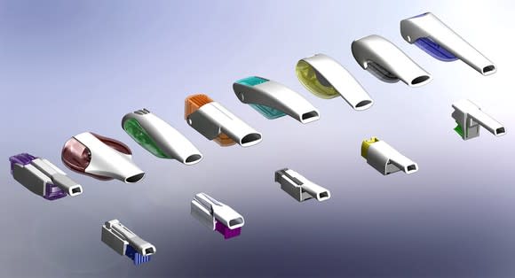 Various inhaler designs in a number of colors from MannKind.