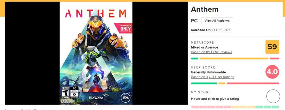 ¿Pagarías $1 USD para jugar Anthem?