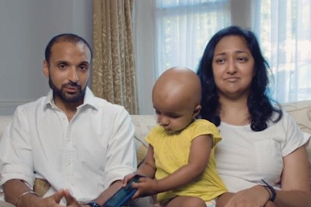 Daya with parents Anupreet and Pamela (Solving Kids’ Cancer)