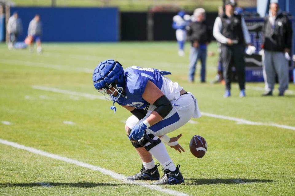 Before moving to center this spring, sophomore lineman Jager Burton had only snapped the ball a handful of times at high school recruiting camps.