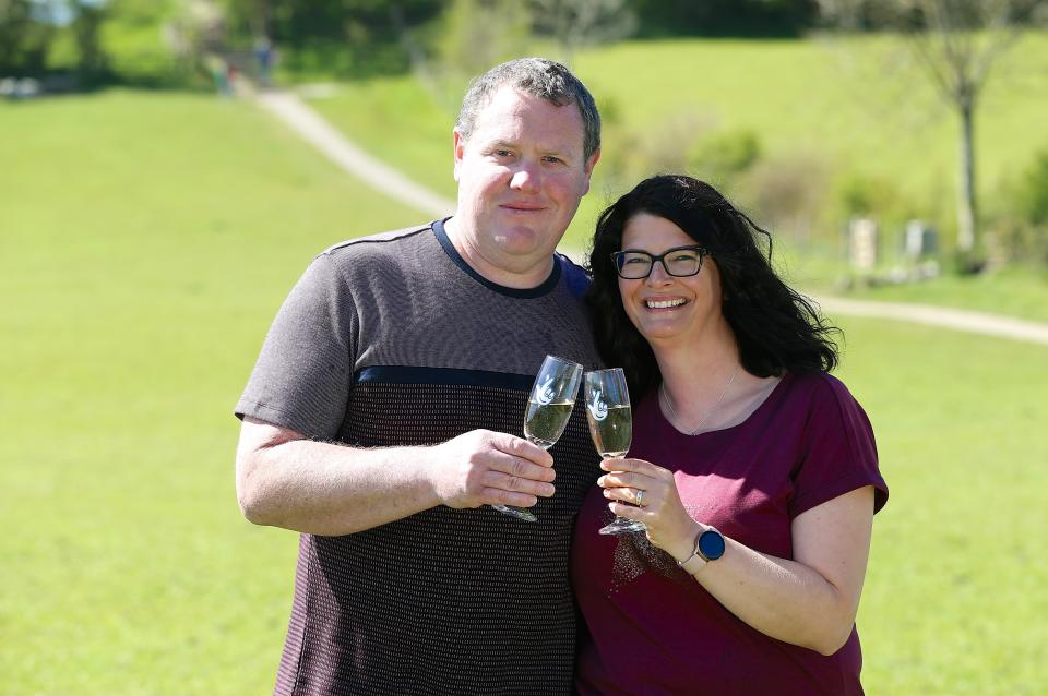 The couple were organising an Easter egg hunt for their two children when they learnt of the Lotto win (The National Lottery/PA).