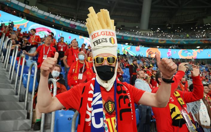 Belgium supporters inside the stadium during the UEFA Euro 2020 Championship Group B match between Belgium and Russia on June 12 - Victor Boyko - UEFA