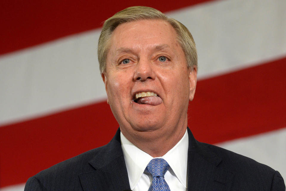 Seth Meyers had a particularly pointed remark about Sen. Lindsay Graham's claim that "the furthest thing from unity" he's ever seen is ― really!? ― the latest coronavirus relief bill. (Photo: Darren McCollester/Getty Images)