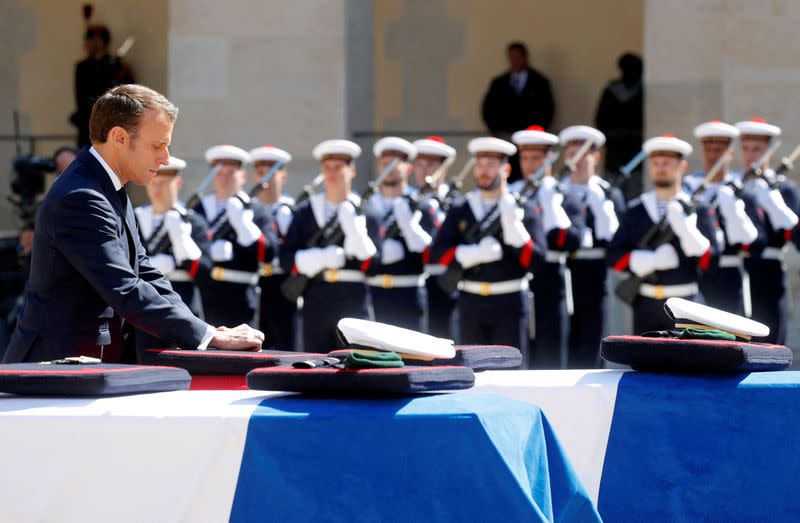 FILE PHOTO: National tribute for soldiers who were killed last week in a mission to recover hostages in Burkina Faso, in Paris