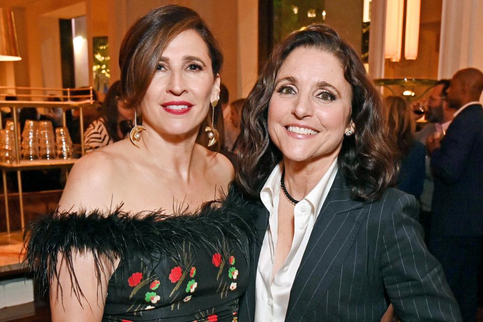 Michaela Watkins and Julia Louis-Dreyfus at the premiere of "You Hurt My Feelings" held at the DGA New York Theater on May 22, 2023 in New York City. (Photo by Bryan Bedder/Variety via Getty Images)