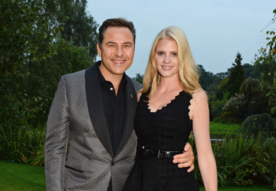 WINDSOR, ENGLAND - SEPTEMBER 04:  PREMIUM PRICING APPLIES.  David Walliams (L) and Lara Stone attend the Woodside End of Summer party to benefit the Elton John AIDS Foundation sponsored by Chopard and Grey Goose at Woodside on September 4, 2014 in Windsor, England.  A percentage of revenue from the sale of this image will be donated to the Elton John AIDS Foundation. EJAF is one of the world's largest HIV grant-makers ejaf.org/London  (Photo by Dave Benett/Elton John AIDS Foundation/WireImage)