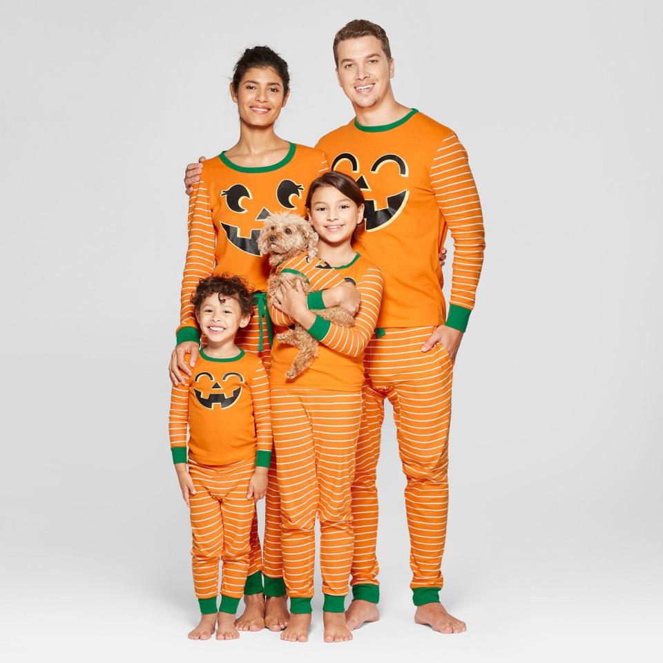 <p>The fun doesn't have to end with trick-or-treating! Dress up a second time in these matching Halloween pajamas for the whole family, <a rel="nofollow noopener" href="https://www.countryliving.com/life/kids-pets/g4897/costumes-with-dog/" target="_blank" data-ylk="slk:including the dog;elm:context_link;itc:0;sec:content-canvas" class="link ">including the dog</a>. We found Halloween PJs printed with pumpkins, skeletons, and more, in every size, from <a rel="nofollow noopener" href="https://www.countryliving.com/diy-crafts/g4975/toddler-halloween-costume-ideas/" target="_blank" data-ylk="slk:babies and toddlers;elm:context_link;itc:0;sec:content-canvas" class="link ">babies and toddlers</a> to adults. Some of the designs (think <em><a rel="nofollow noopener" href="https://www.countryliving.com/diy-crafts/g21287723/diy-star-wars-costumes/" target="_blank" data-ylk="slk:Star Wars;elm:context_link;itc:0;sec:content-canvas" class="link ">Star Wars</a> </em>and <a rel="nofollow noopener" href="https://www.countryliving.com/diy-crafts/g21345654/diy-superhero-costumes/" target="_blank" data-ylk="slk:superheroes;elm:context_link;itc:0;sec:content-canvas" class="link ">superheroes</a>!) double as <a rel="nofollow noopener" href="https://www.countryliving.com/diy-crafts/g1360/halloween-costumes-for-kids/" target="_blank" data-ylk="slk:Halloween costumes;elm:context_link;itc:0;sec:content-canvas" class="link ">Halloween costumes</a>, meaning you can wear the cozy sets straight to bed. </p>