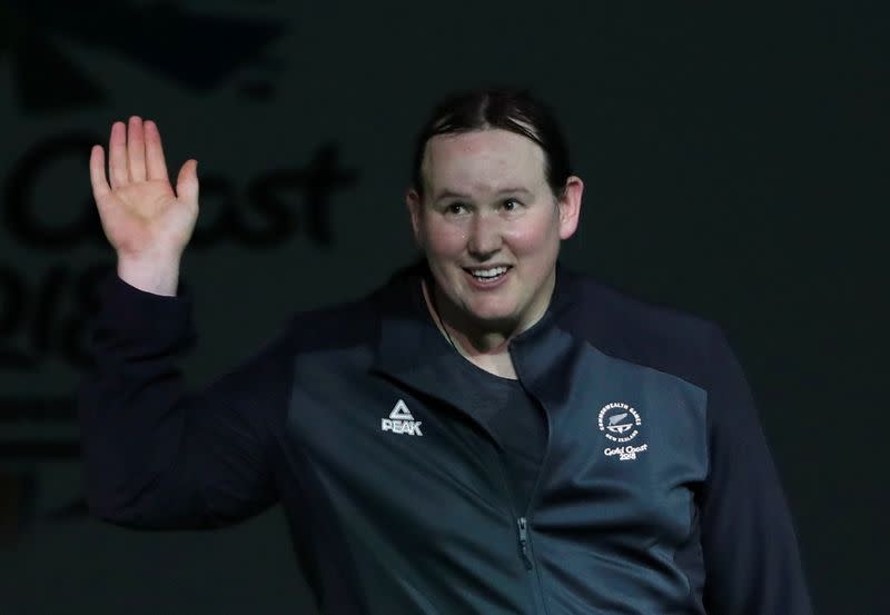 FILE PHOTO: Laurel Hubbard of New Zealand is introduced at Gold Coast 2018 Commonwealth Games