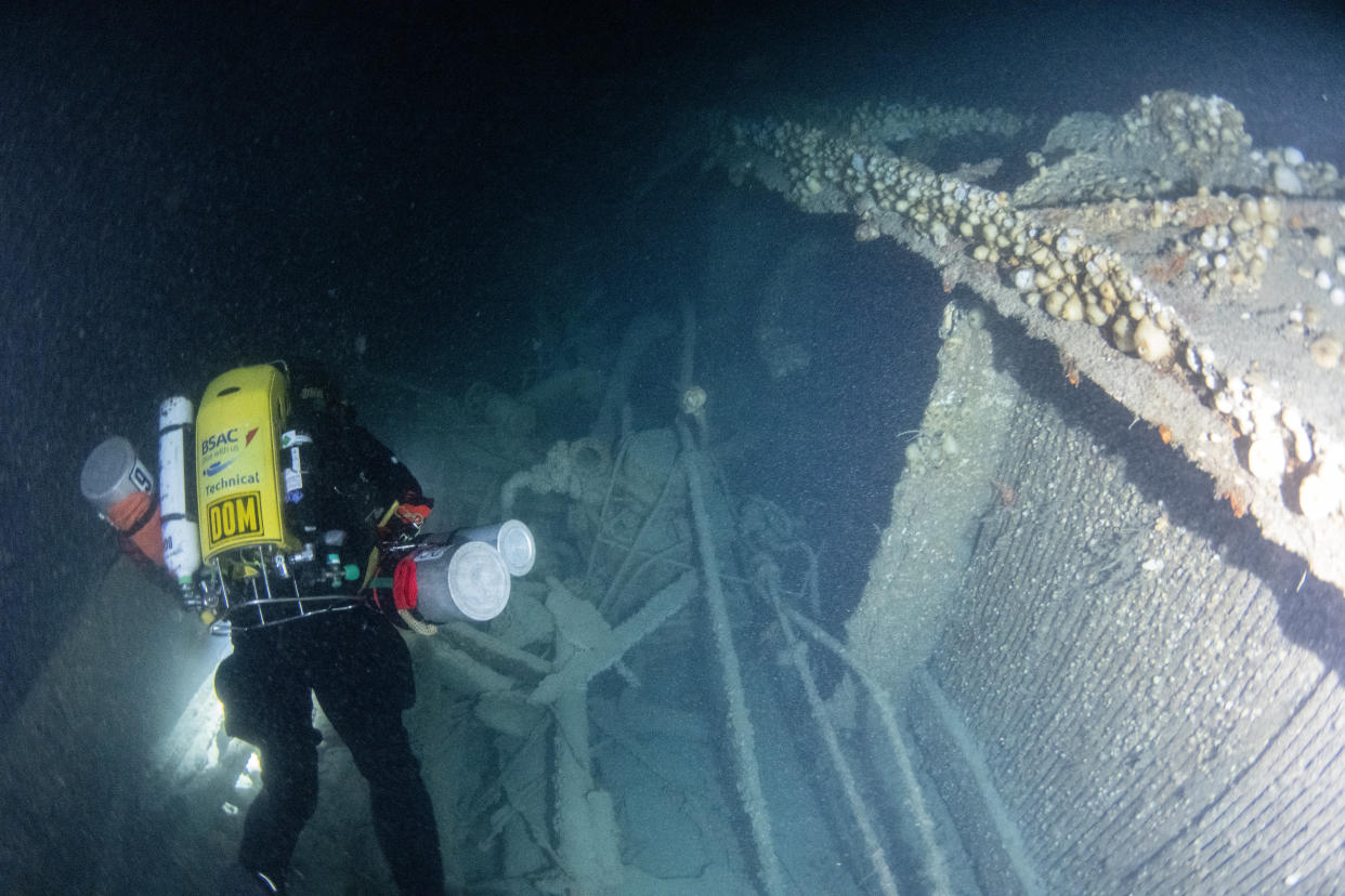 British divers have finally found a US shipwreck from the First World War which has been missing under the ocean since 1917. (SWNS)