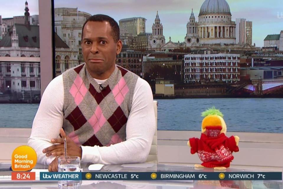 Awkward: Andi Peters shut down Dan Stevens after an awkward gaffe (ITV)