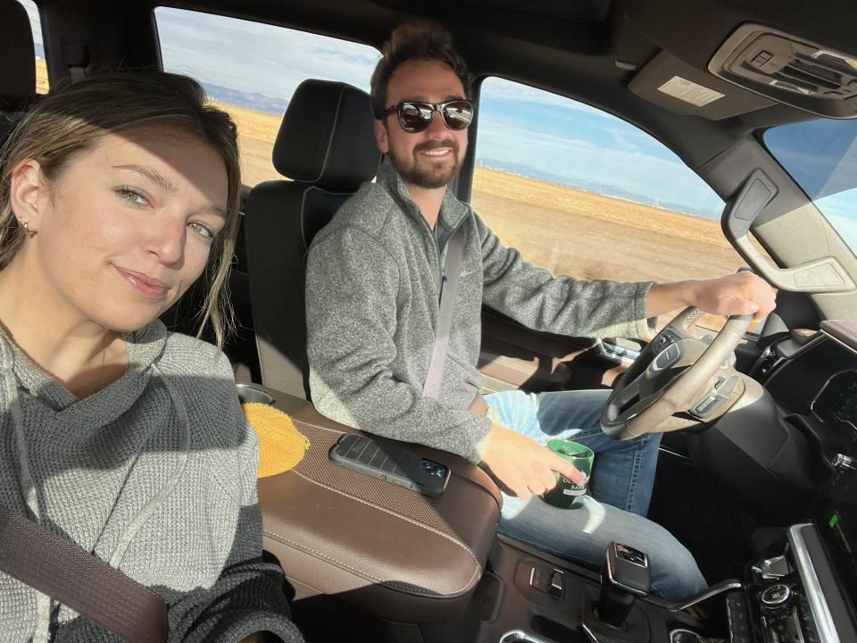 Wisconsin's Grace Girard and Farmer Brandon Rogers in Colorado together following the filming of the season finale of Fox's "Farmer Wants a Wife."