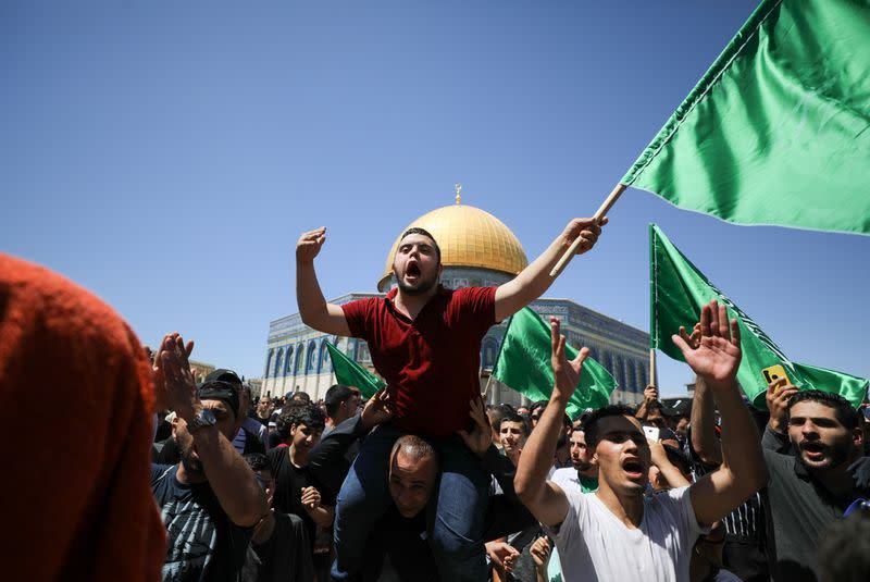 Protest over the possible eviction of several Palestinian families in the Sheikh Jarrah neighbourhood