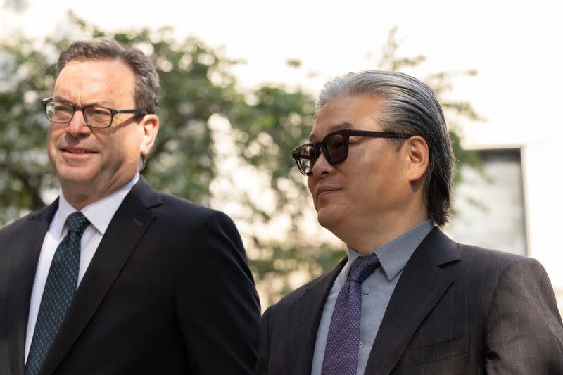 Sung Kook (Bill) Hwang, the founder and head of the private investment firm Archegos, arrives for his trial at the Manhattan Federal Courthouse in New York City