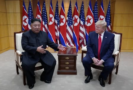 U.S. President Trump and North Korean leader Kim Jong Un meet at the Korean Demilitarized Zone