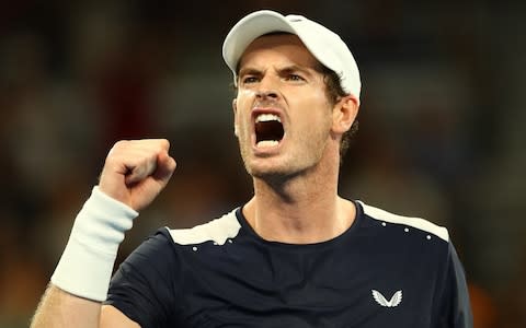 Andy Murray of Great Britain celebrates a point in his first round match against Roberto Bautista Agut of Spain during day one of the 2019 Australian Open at Melbourne Park on January 14, 2019 in Melbourne, Australia - Credit: &nbsp;Getty Images&nbsp;