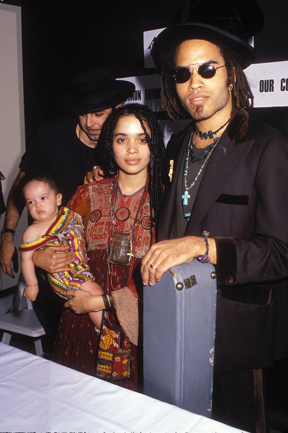 Lenny Kravitz with wife Lisa Bonet and daughter Zoe at a press conference in Lincoln Center, NYC 1989 (Vinnie Zuffante / Getty Images)