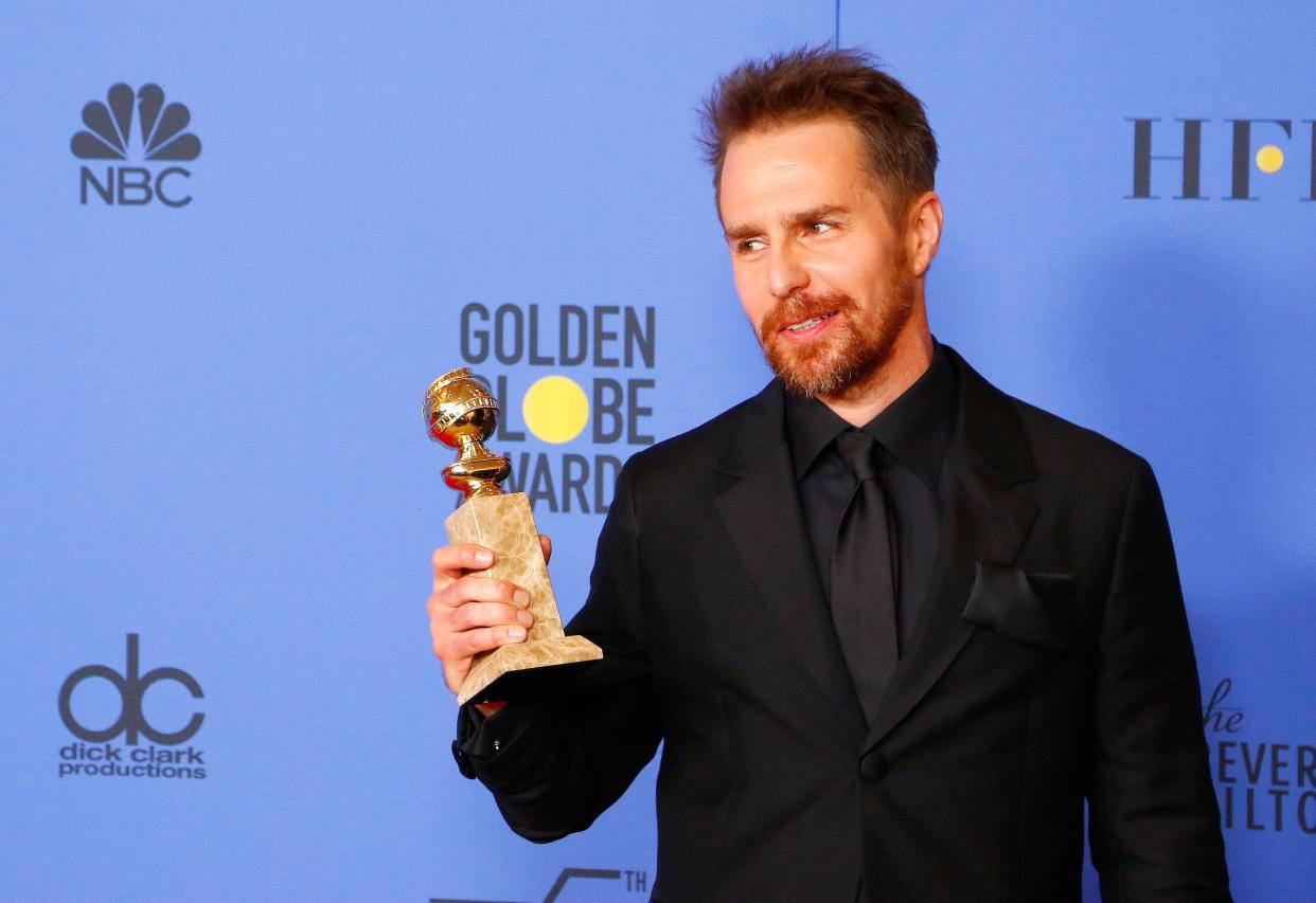 Sam Rockwell’s Golden Globe win for playing a racist cop in ‘Three Billboards’ is troubling many people (ddp)