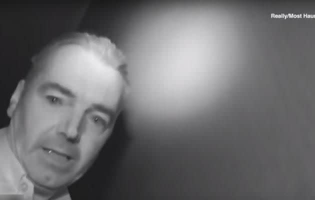 Karl Beattie looked petrified as he chased the spectral visitor. Source: Most Haunted
