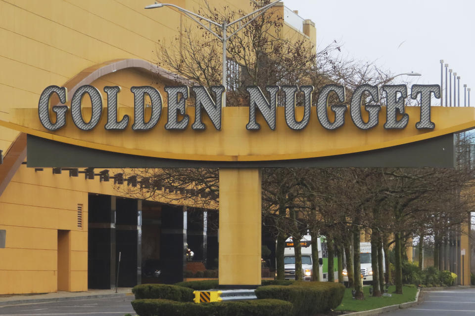 This Dec. 28, 2023 photo shows the exterior of the Golden Nugget casino in Atlantic City, N.J. Atlantic City faces challenges in the new year including a potential smoking ban in its nine casinos, and their quest to return to pre-pandemic business levels. (AP Photo/Wayne Parry)