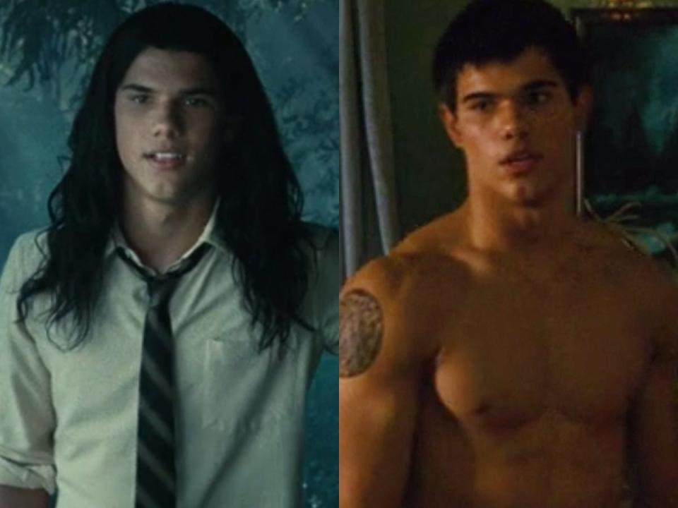 On the left: Taylor Lautner as Jacob Black in 