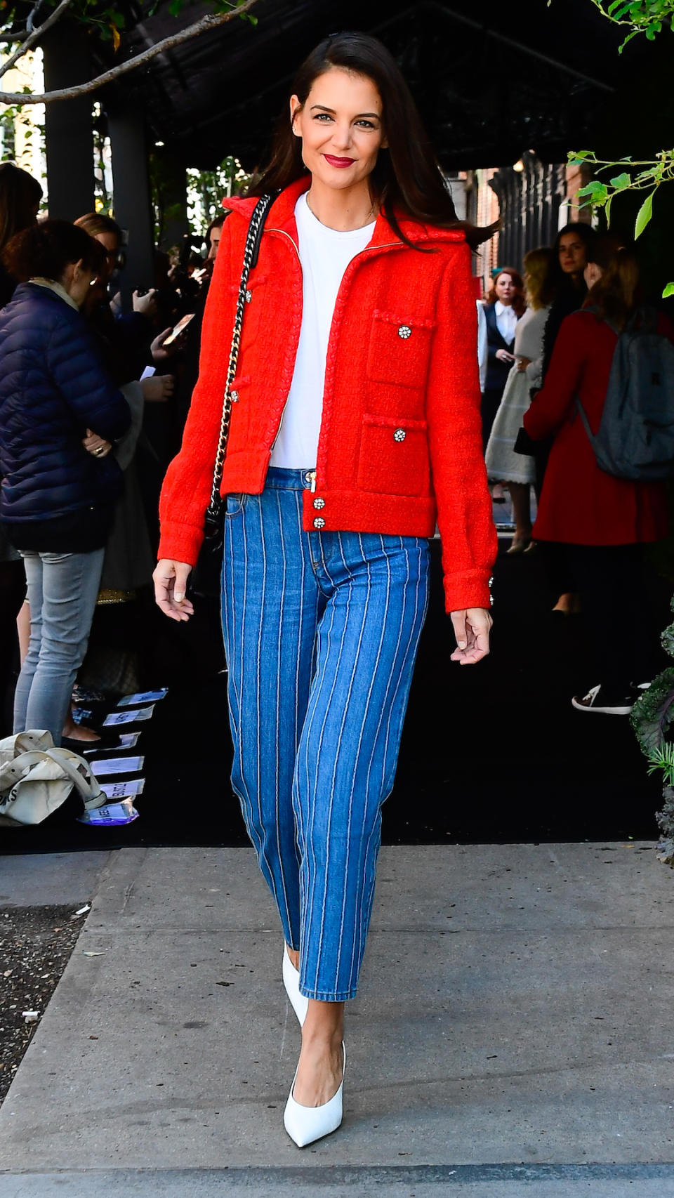 The bouclé red jacket