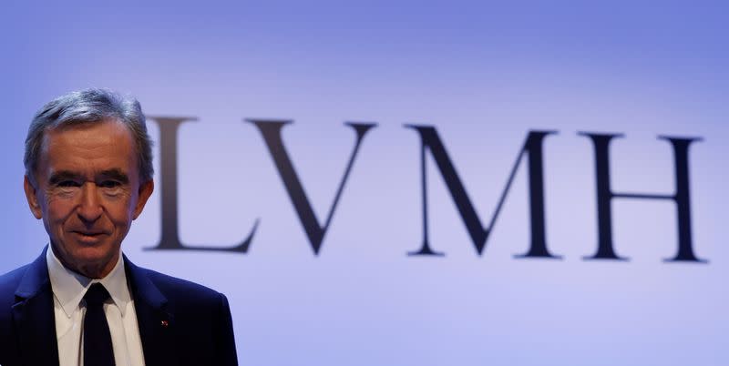 FILE PHOTO: LVMH luxury group Chief Executive Bernard Arnault announces their 2019 results in Paris